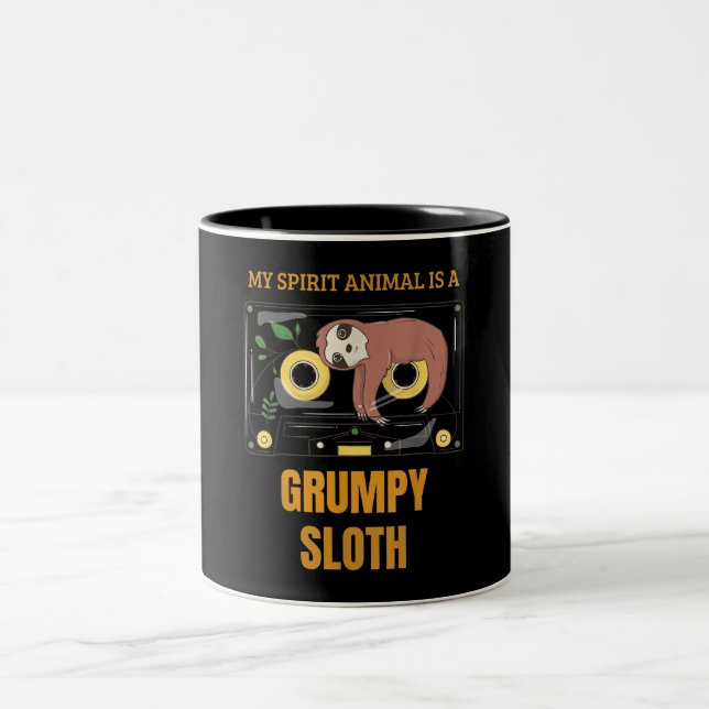 My Spirit Animal Is A Grumpy Sloth Two-Tone Coffee Mug (Center)