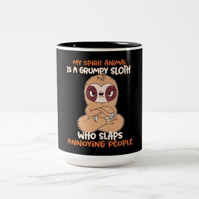 My Spirit Animal Is A Grumpy Sloth Two-Tone Coffee Mug (Center)