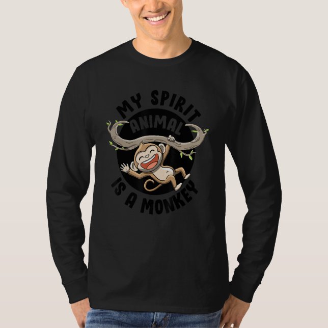 My Spirit Animal Is a Monkey Cute Ape Primates Mon T-Shirt (Front)