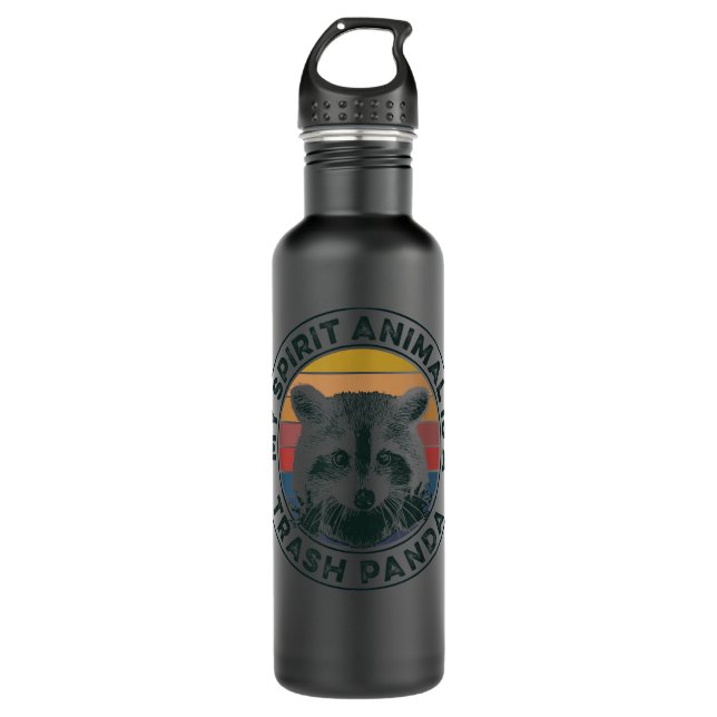 My Spirit Animal is a Trash Panda funny Racoon gif Stainless Steel Water Bottle (Front)