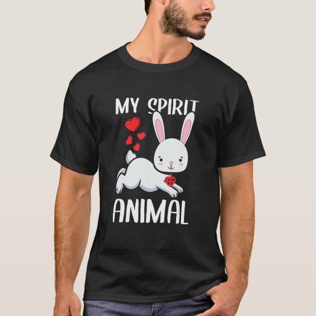 My Spirit Animal Rabbit I Love You Heart Valentine T-Shirt (Front)
