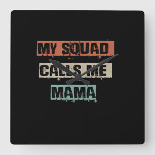 My Squad Calls Me Mama Funny Workout Gym Mom Gift Square Wall Clock