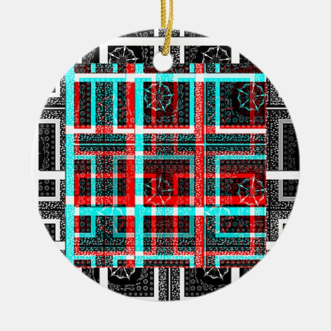 My Square Maze Design Ceramic Ornament (Front)