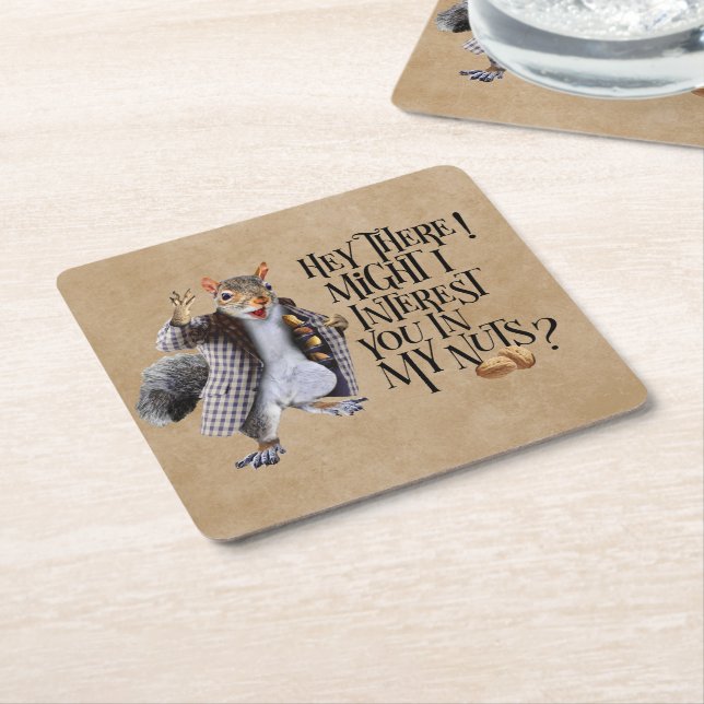 My Squirrel Nuts Square Paper Coaster (Angled)