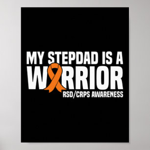 My Stepdad Is A Warrior Orange Ribbon Rsdcrps Awar Poster