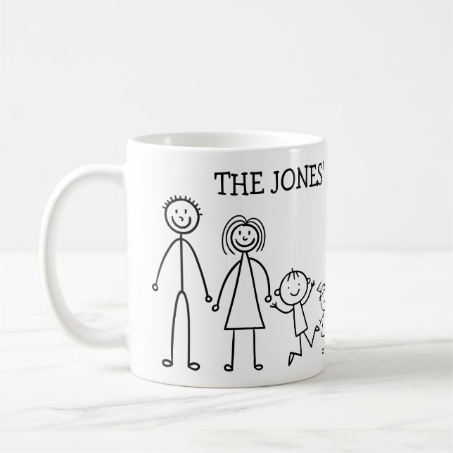 My stick figure family coffee mug (Left)