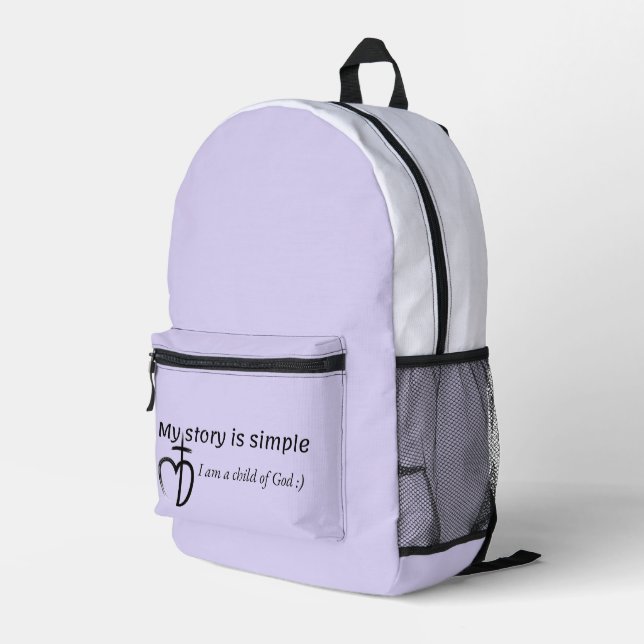 My story is simple printed backpack (Back Corner Right)