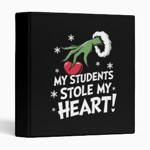 My Students Stole My Heart Xmas Christmas Teacher 3 Ring Binder