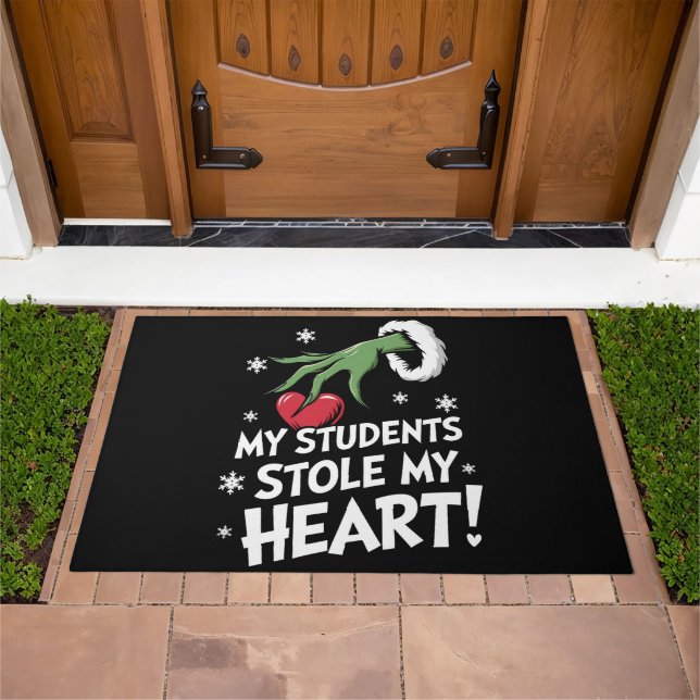 My Students Stole My Heart Xmas Christmas Teacher  Doormat (Outdoor)
