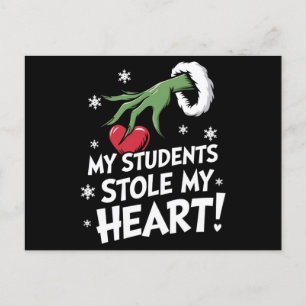 My Students Stole My Heart Xmas Christmas Teacher Postcard