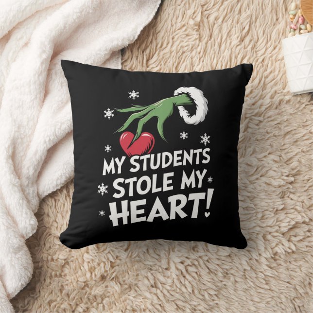 My Students Stole My Heart Xmas Christmas Teacher  Throw Pillow (Blanket)