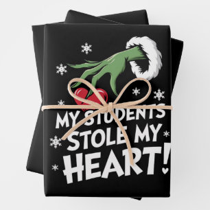 My Students Stole My Heart Xmas Christmas Teacher  Wrapping Paper Sheets