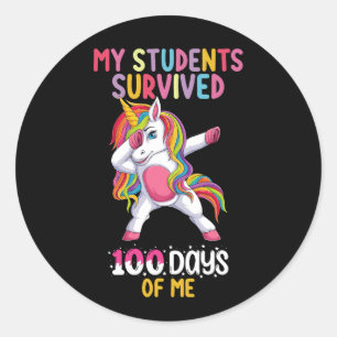 My Students Survived 100 Days of Me School Teacher Classic Round Sticker