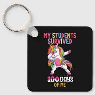 My Students Survived 100 Days of Me School Teacher Keychain