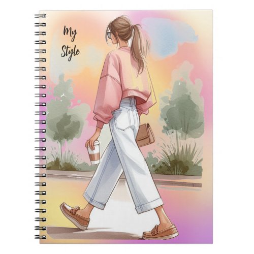 My Style Fashionable Girl with Coffee Journal