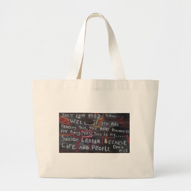My Suicide Letter Large Tote Bag (Front)