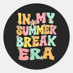 My Summer Break Era Retro Groovy Summer Break Teac Classic Round Sticker