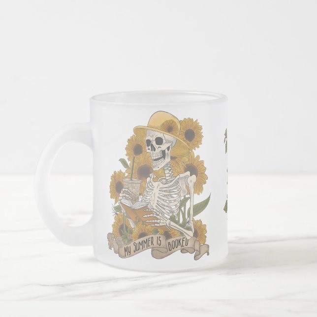 My Summer is Booked Frosted Glass Coffee Mug (Left)
