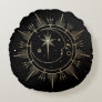 My Sun and Moon Celestial Faux Gold Black Round Pillow