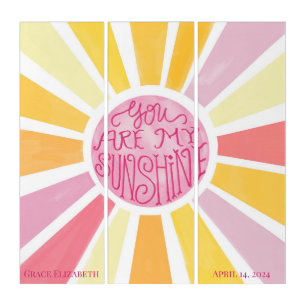 My Sunshine Bright Colorful Nursery Name Nursery Triptych