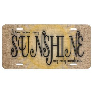 My Sunshine Burlap License Plate