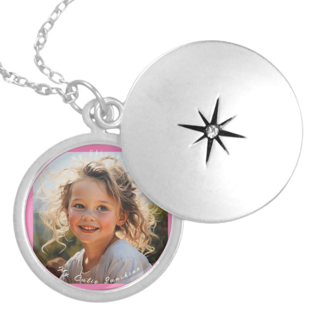 My Sunshine - Personalized Daughter Photo Portrait Locket Necklace (Front)