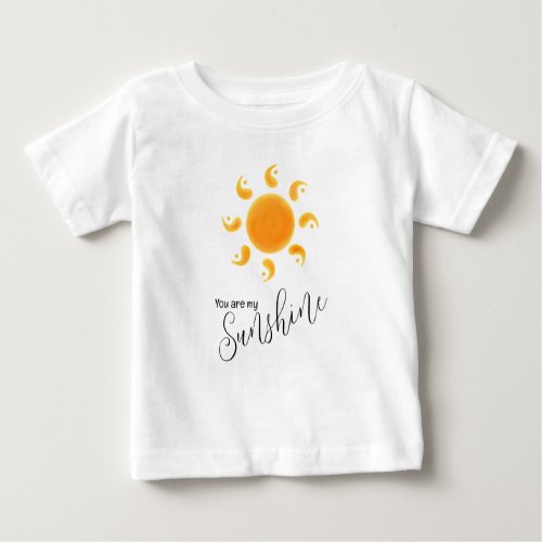 My Sunshine Yellow Orange Sun Watercolor Text Baby T_Shirt