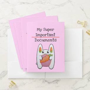 My Super Important Documents, Kawaii Bunny Pocket Folder