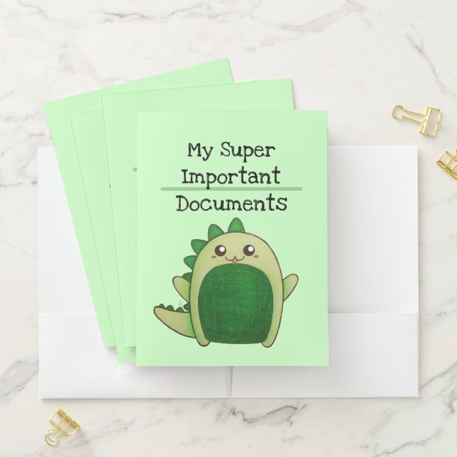 My Super Important Documents, Kawaii Dinosaur Pocket Folder (In Situ)