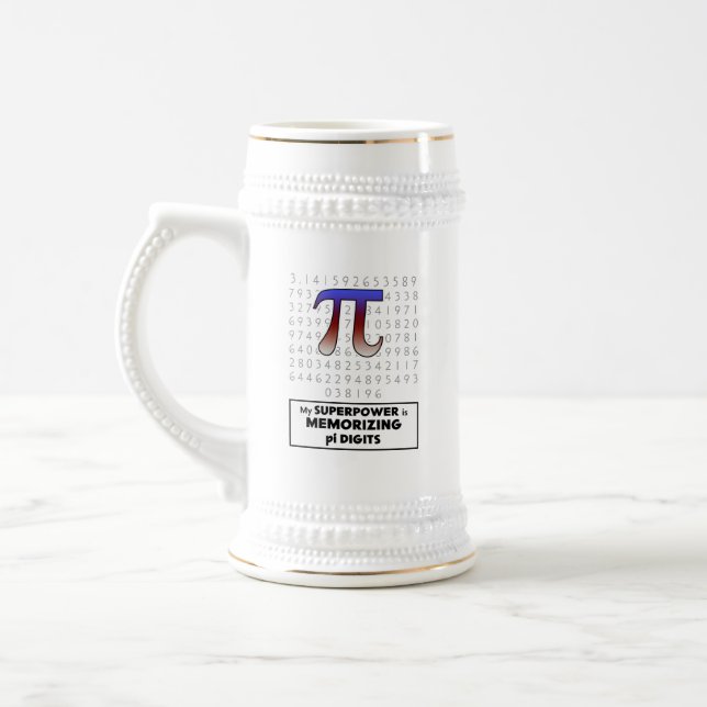 My Superpower is Memorizing Pi Digits Beer Stein (Left)