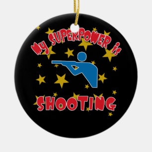 My Superpower is Shooting Ceramic Ornament