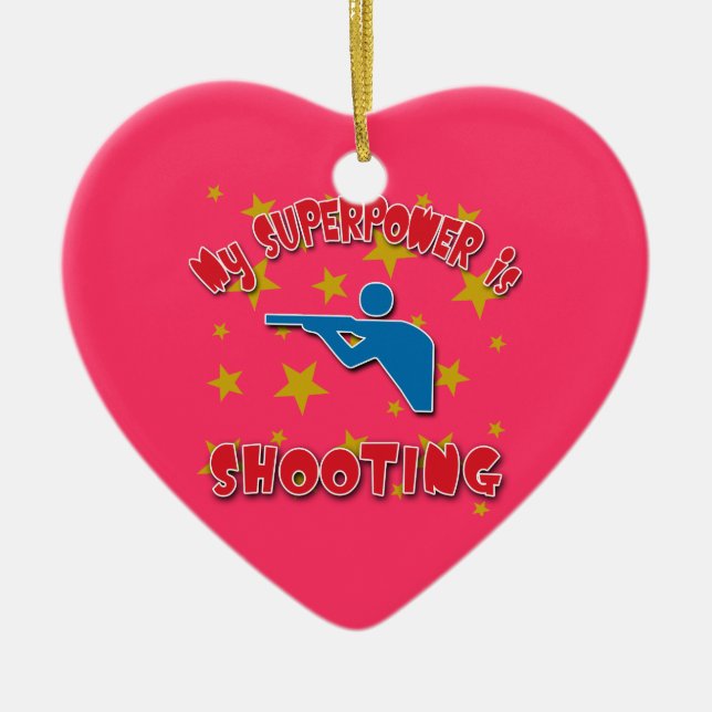 My Superpower is Shooting Ceramic Ornament (Front)