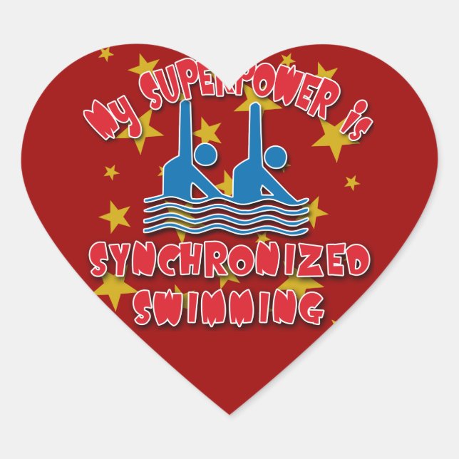 My Superpower is Synchronized Swimming Heart Sticker (Front)