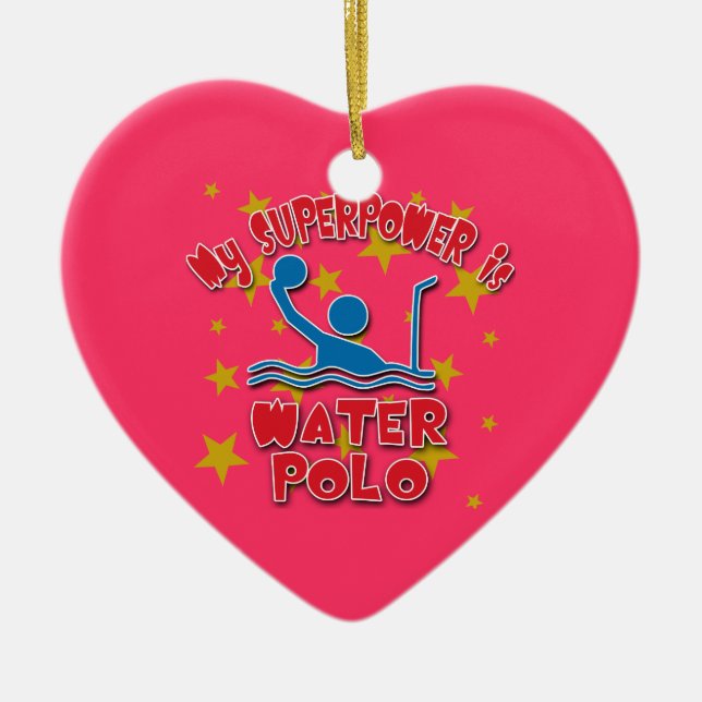 My Superpower is Water Polo Ceramic Ornament (Front)