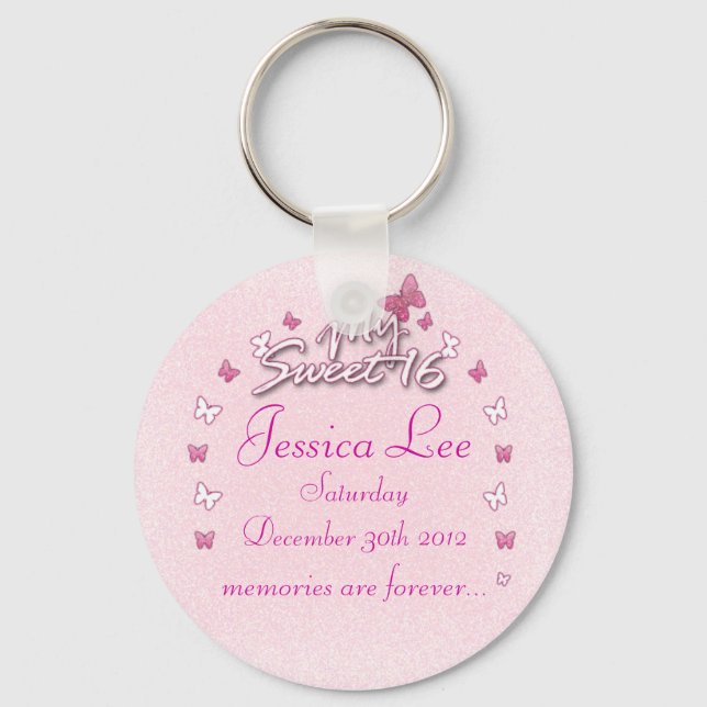 My Sweet 16 Butterflies Keychain (Front)