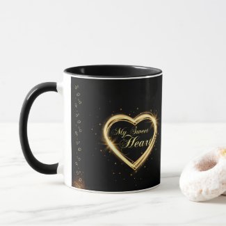 My Sweet Heart Black Gold Valentine Coffee Mug