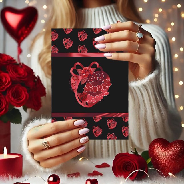 My Sweet Heart Red Shiny Folded Thank You Card (Creator Uploaded)