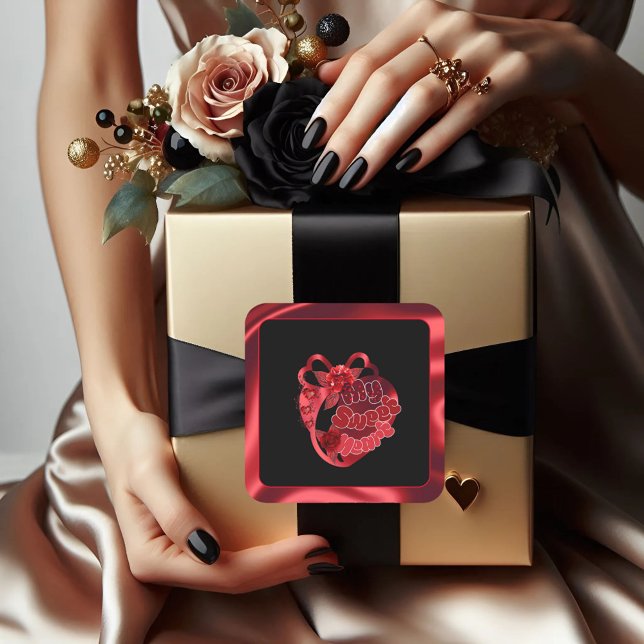 My Sweet Heart Red Shiny Valentine Square Sticker (Creator Uploaded)