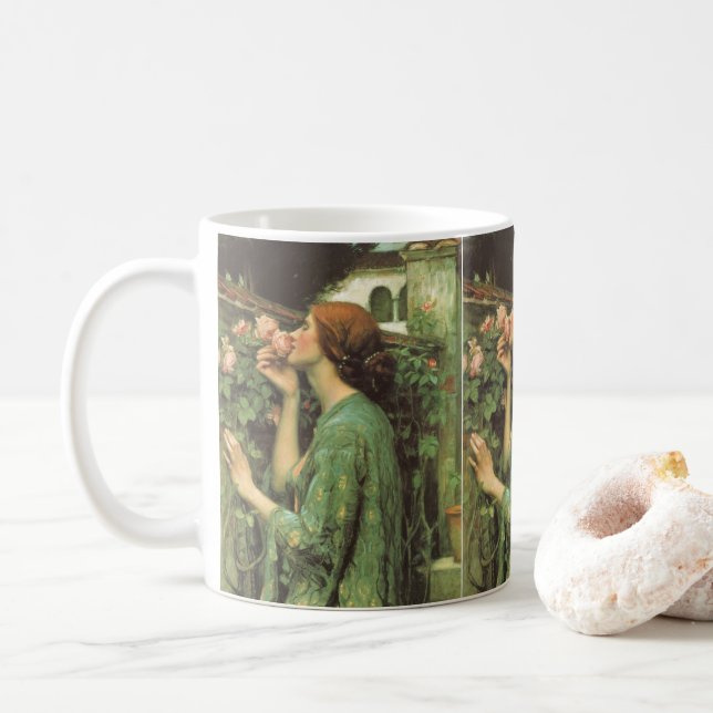 My Sweet Rose, or Soul of the Rose by Waterhouse Coffee Mug (With Donut)