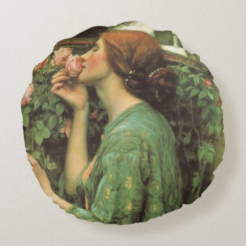 My Sweet Rose or Soul of the Rose by Waterhouse Round Pillow