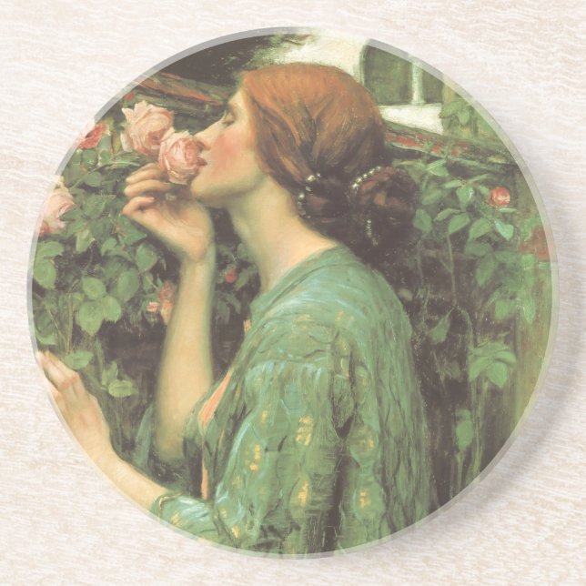 My Sweet Rose, or Soul of the Rose by Waterhouse Sandstone Coaster (Front)