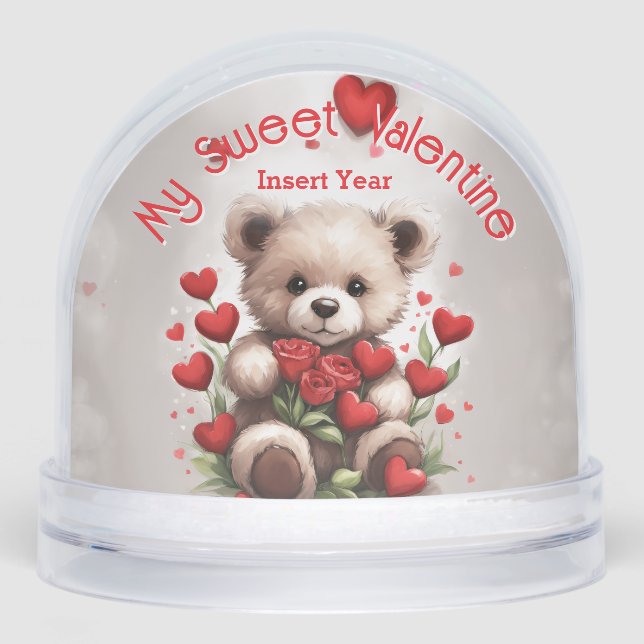 My Sweet Valentine Teddy Bear Keepsake Snow Globe (Front)