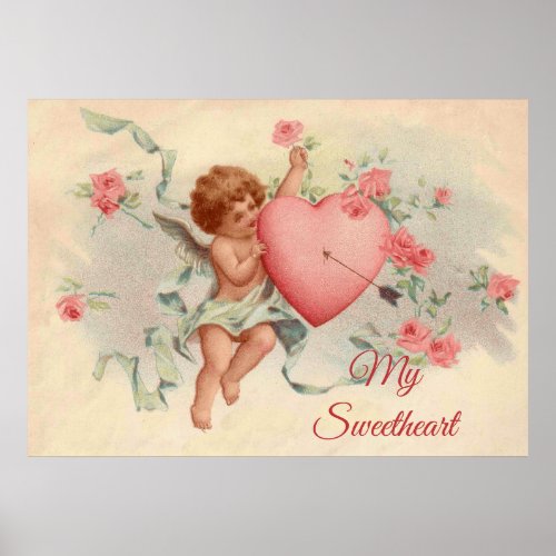 My sweetheart vintage Valentine cupid  Poster