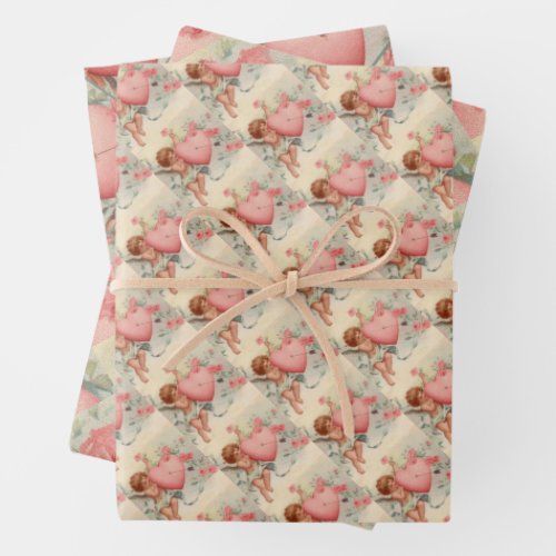 My sweetheart vintage Valentine cupid Wrapping Paper Sheets
