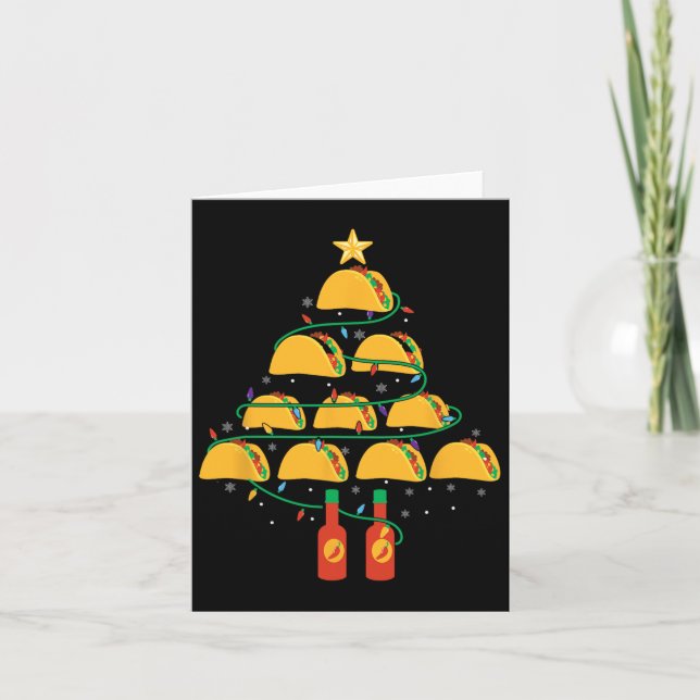 My Tacos Christmas Tree Pajama Shirt Xmas Funny  Card (Front)