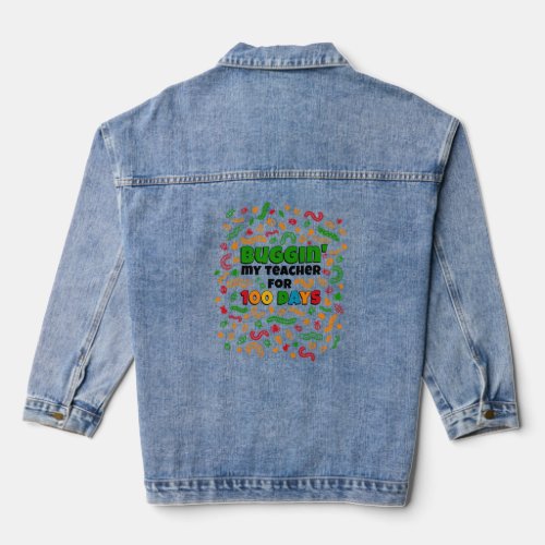 My Teacher For 100 Days Of School Costume 100th Da Denim Jacket