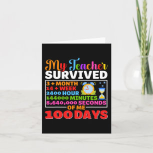 My Teacher Survive 100 Days of Me Fun 100 Day Of S Card