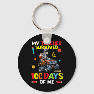 My Teacher Survived 100 Days Of Me Donkey On Monst Keychain