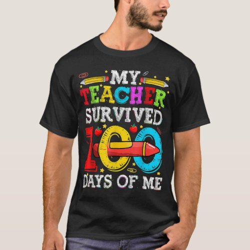 My Teacher Survived 100 Days Of Me Funny 100th Day T_Shirt