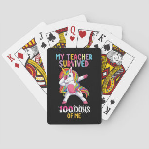 My Teacher Survived 100 Days Of Me School Unicorn Poker Cards
